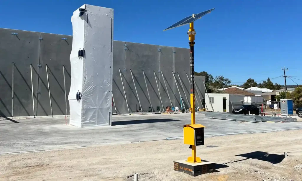 CCTV Camera Pole with solar delivered to Midland WA to protect site office.