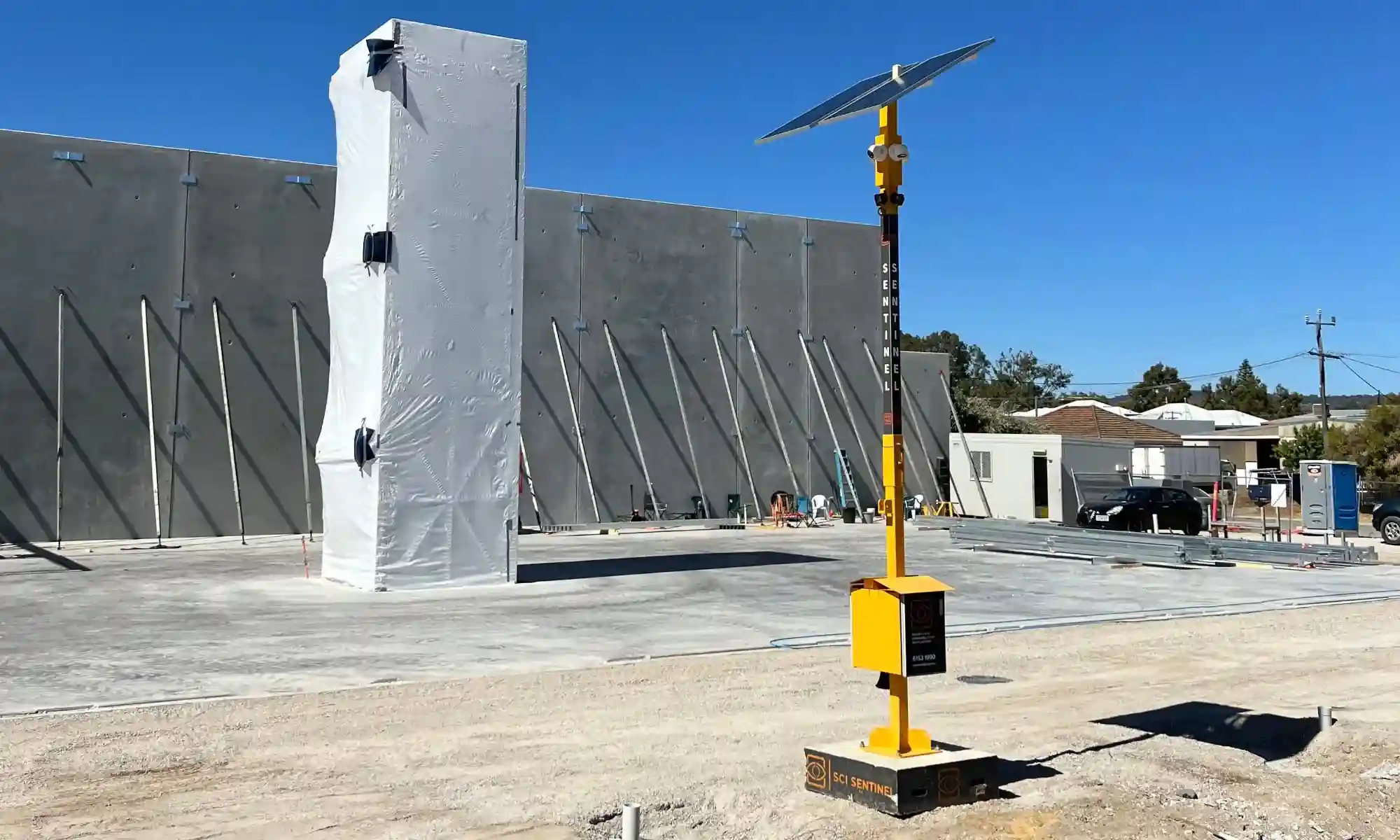 CCTV Camera Pole with solar delivered to Midland WA to protect site office.